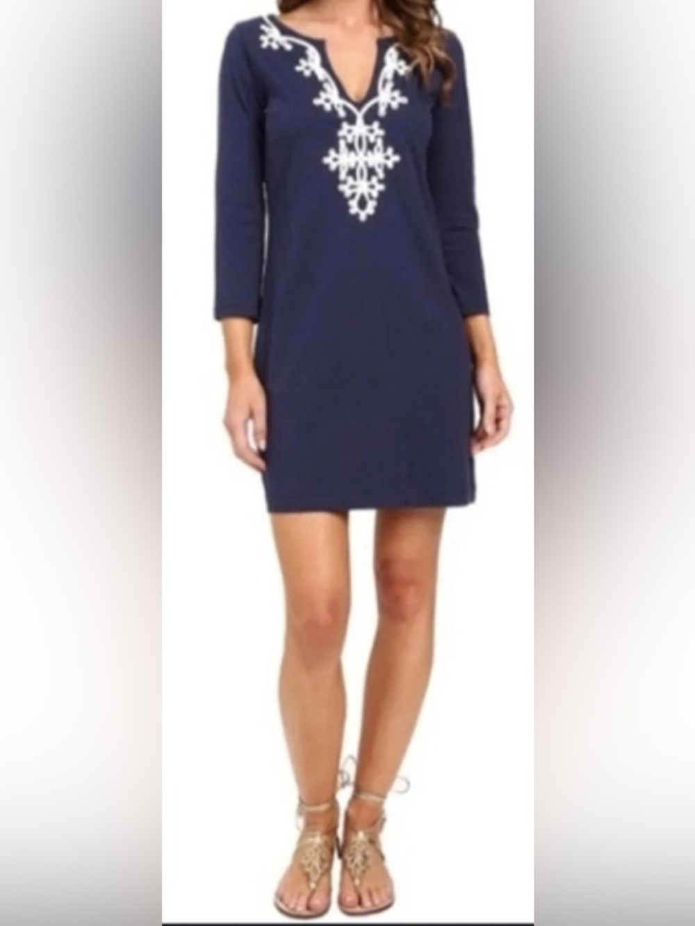 Lilly Pulitzer Marina Navy Blue 100% Cotton Mini Shift Dress Women’s XL